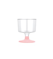 Ayaklı Shot Bardağı Küçük Plastik Kadeh 50 ML (6 Adet)  Pembe