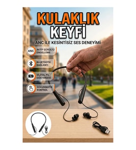 Dijital Ekranlı Kablolu Bluetooth Kulak İçi Kulaklık ANC Dokunmatik Kontrol Özellikli