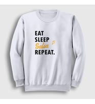 Presmono Unisex Beyaz Eat Sleep Salsa Repeat Hediye Dance Dansçı Sweatshirt 464472tt (Beyaz)