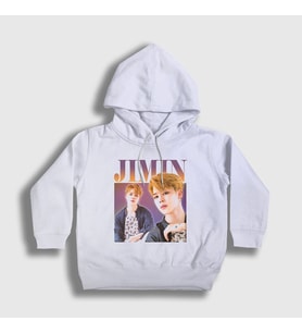 Presmono Unisex Çocuk Beyaz Poster K Pop Jimin Bts Kapüşonlu Sweatshirt 272300tt