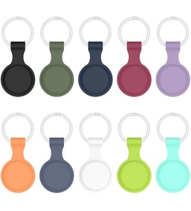 AirTag Anahtarlıklı Silikon Kılıf A010 Darbeye Dayanıklı Kaybolmaya Karşı Tam Koruma Kolay Tak-Çıkar Apple AirTags ile Uyumlu Koruyucu Anahtarlık Siyah