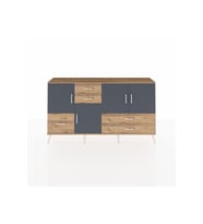 Arges Konsol 4 Raflı 5 Çekmeceli 4 Kapaklı 176x30x99 Çam-Antrasit/Çam