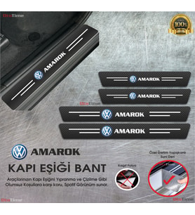 Volkwagen AMAROK Logolu Karbon Kapı Eşiği Koruyucu Suni Deri 4'lü Set