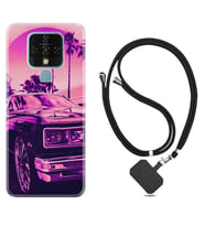 Tecno Camon 16 18P Pova Kılıf Boyun Askılı Silikon Mor Araba 1711