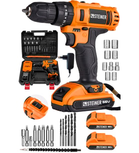 Steiner Germany Technology Darbeli 56 V 5 Ah Bakır Sargılı Çift Akülü Şarjlı Vidalama Matkap Turuncu + Set