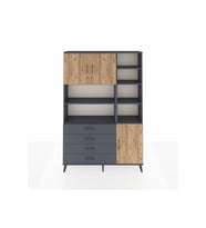 Arges Dolap 9 Raflı 4 Çekmeceli 3 Kapaklı 132x30x195 Antrasit-Çam/Antrasit