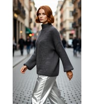 Kadın Oversize Kalın Dik Yaka Triko Kazak Kışlık Soğuk Havalarda Konforlu Günlük Stil Kaliteli