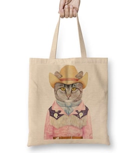 Süslü Kedi Cats Bez Çanta Uzun Saplı