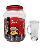 Mahmood Coffee 3'ü 1 Arada Hazır Kahve 42 Adet ve  Cam Bardak Hediye