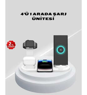 Kablosuz Şarj İstasyonu 4’ü 1 Arada iPhone Watch ve AirPods Uyumlu