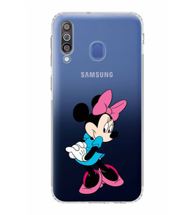 Samsung Galaxy M30  Kamera Korumalı Kapak Minnie Mouse Tasarımlı  Şeffaf  Kılıf