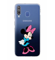 Samsung Galaxy M30  Kamera Korumalı Kapak Minnie Mouse Tasarımlı  Şeffaf  Kılıf