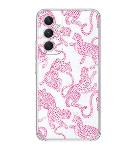 Samsung Galaxy A24 Uyumlu Pembe Leopar Desenli Şeffaf Telefon Kılıfı
