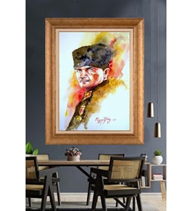Altın Varaklı Çerçeveli Paspartulu Atatürk Tablo DC1605 (Gold)