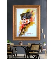 Altın Varaklı Çerçeveli Paspartulu Atatürk Tablo DC1605 (Gold)