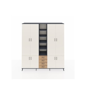 Hyperion Dolap 17 Raflı 4 Çekmeceli 8 Kapaklı 220x44x243 Antrasit-Aytaşı/Çam