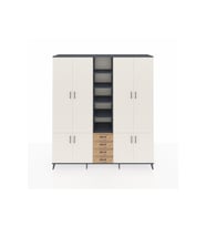 Hyperion Dolap 17 Raflı 4 Çekmeceli 8 Kapaklı 220x44x243 Antrasit-Aytaşı/Çam