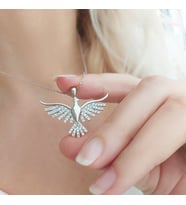 Vaoov 925 Ayar Gümüş Taşlı Anka Kuşu Kolye