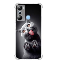 PrintiFy İnfinix Hot 20i Uyumlu Kedi 2 Baskılı Şeffaf Köşe Korumalı Antişok Kılıf