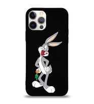 Apple iPhone 12 Pro Max  Lansman Kılıf Bugs Bunny Tasarımlı Altı Kapalı İçi Kadife Kaplı  Kapak (Şeffaf)