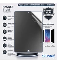 SChitec Apple ipad 9.7 (2017 2018 5th Gen) Uyumlu Ön Yüzey Hayalet Privacy Hidrojel Ekran Koruyucu