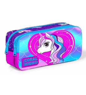 Coral High Unicorn Baskılı İki Bölmeli Kalem Çantası - Kız Çocuk