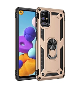 Samsung Galaxy M31s Kılıf Sofya Yüzüklü Silikon Kapak - Gold