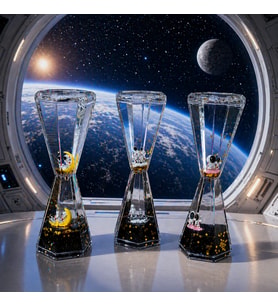 3 ADET 3 FARKLI MODEL SULU KUM SAATİ ASTRONOT TEMALI JEL KUM SAATİ BATMAYAN ASTRONOT TATİL HEDİYESİ
