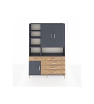 Arges Dolap 8 Raflı 5 Çekmeceli 3 Kapaklı 132x30x195 Antrasit-Antrasit/Çam