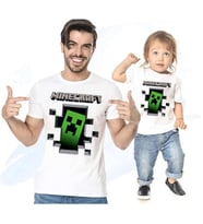 Baba Oğul Kız tişört Mine craft (TEK ÜRÜN FİYATIDIR KOMBİN YAPMAK İÇİN 2 ADET SEPETE EKLEYİNİZ)