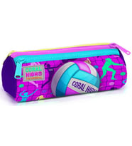 Coral High Pembe Mor Voleybol Üç Bölmeli Kalem Çantası - Kız Çocuk