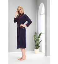 Siyah Bordo Jakarlı Bambu Cotton Bayan Sabahlık (Lacivert)