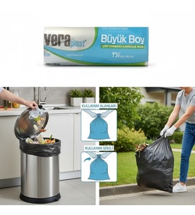 Vera Plast 65*80 Büyük Boy Çöp Poşeti siyah 10'lu Koli içi 50 Rulo