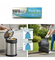 Vera Plast 65*80 Büyük Boy Çöp Poşeti siyah 10'lu Koli içi 50 Rulo