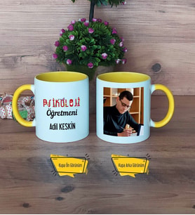 Psikoloji Öğretmeni Kupa Bardak Sarı Fotoğraflı Öğretmenler Günü Hediyesi