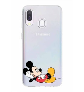 Samsung Galaxy A40  Kapak Mickey Mouse Tasarımlı Şeffaf Silikon Kılıf