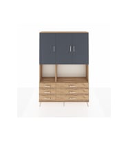 Arges Dolap 6 Raflı 6 Çekmeceli 3 Kapaklı 132x30x195 Çam-Antrasit/Çam