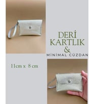 Hakiki Deri Minimal Avuçiçi Simli Tasarım Kadın Cüzdan Kartlık DRC-24