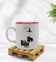 BK Gift Kişiye Özel Baba Godfather Tasarımlı İçi Kırmızı Renkli Kupa Bardak Model 16
