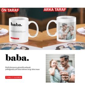 Babalar Gününe Özel Fotoğraf, İsim ve Yazı Baskılı Beyaz Kupa Bardak Hediyelik