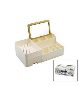 AYNALI BAMBU - ÇEKMECELİ MAKYAJ - TAKI ORGANİZER SERT PLASTİK 13 BÖLMELİ 28.5X17.5X9.5CM GO-53-vice 01201