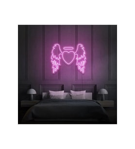 Kanatlı Kalp Şekilli Neon Tabela