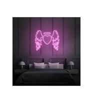 Kanatlı Kalp Şekilli Neon Tabela