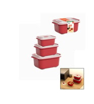 3 PCS KIRMIZI DİKDÖRTGEN SAKLAMA KAB SET 500-1000-2000ML (5343)