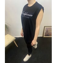 Kadın Bisiklet Yaka Regular Fit  Californıa Baskılı Tişort SPR24ATK342 (Siyah)