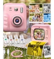 Çocuk Dijital Fotoğraf Makinesi Anında Baskı Hd Video Kayıt Özellikli 5 Kalem 4 Rulo Kağıt Hediye
