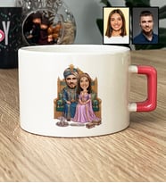 Kişiye Özel Karikatürlü Osmanlı Padişahı ve Sultanı Sevgiliye Hediye Lüks Fincan Sevgililer Günü Hediyesi