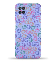 Samsung Galaxy A12 Uyumlu Lansman Kılıf Hello Kitty Tasarımlı İçi Kadife Kapak-Lila (Şeffaf)