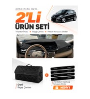 e-biz RENAULT SCENIC 3 (2009-2016) Uyumlu Torpido Örtüsü + Deri Bagaj Çantası Seti - Siyah - RE045