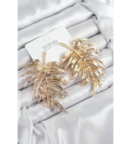 Pirinç Yaprak Model Gold Renk Kadın Küpe